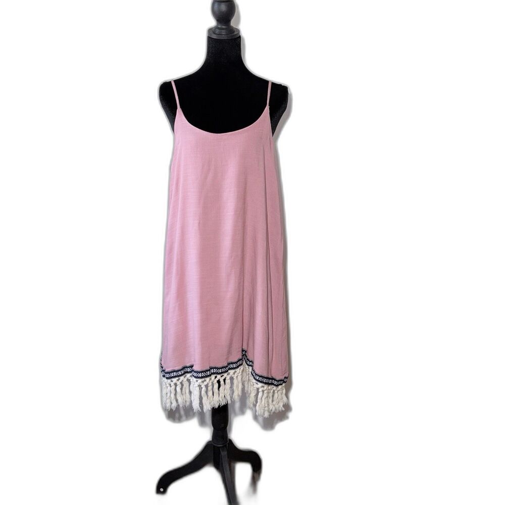 BE BEACH by EXIST SZ XL Dusty Rose Pink Dress Cover Up Fringe BOHO Hippie Chic